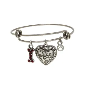 1928 Jewelry&reg; Pewter Heart Bone Paw Print Charm Bracelet