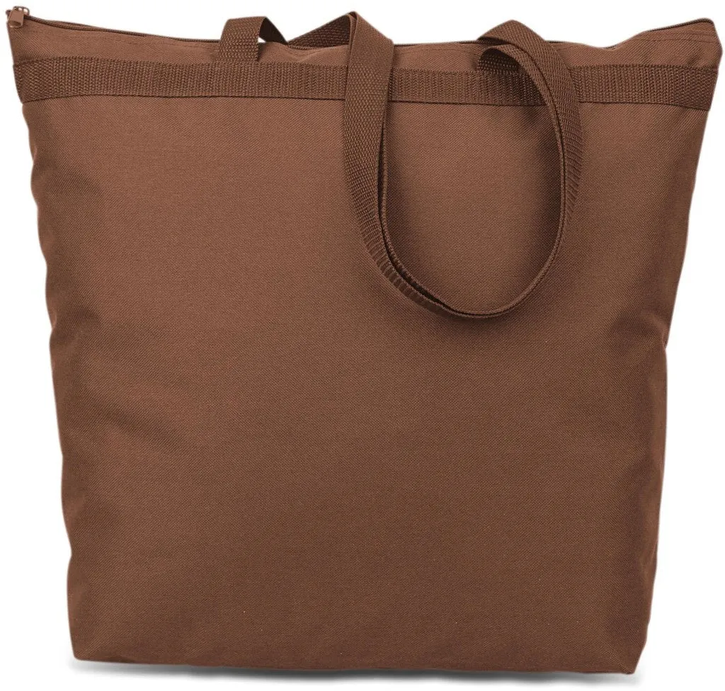 600 denier polyester large tote - brown Case of 48