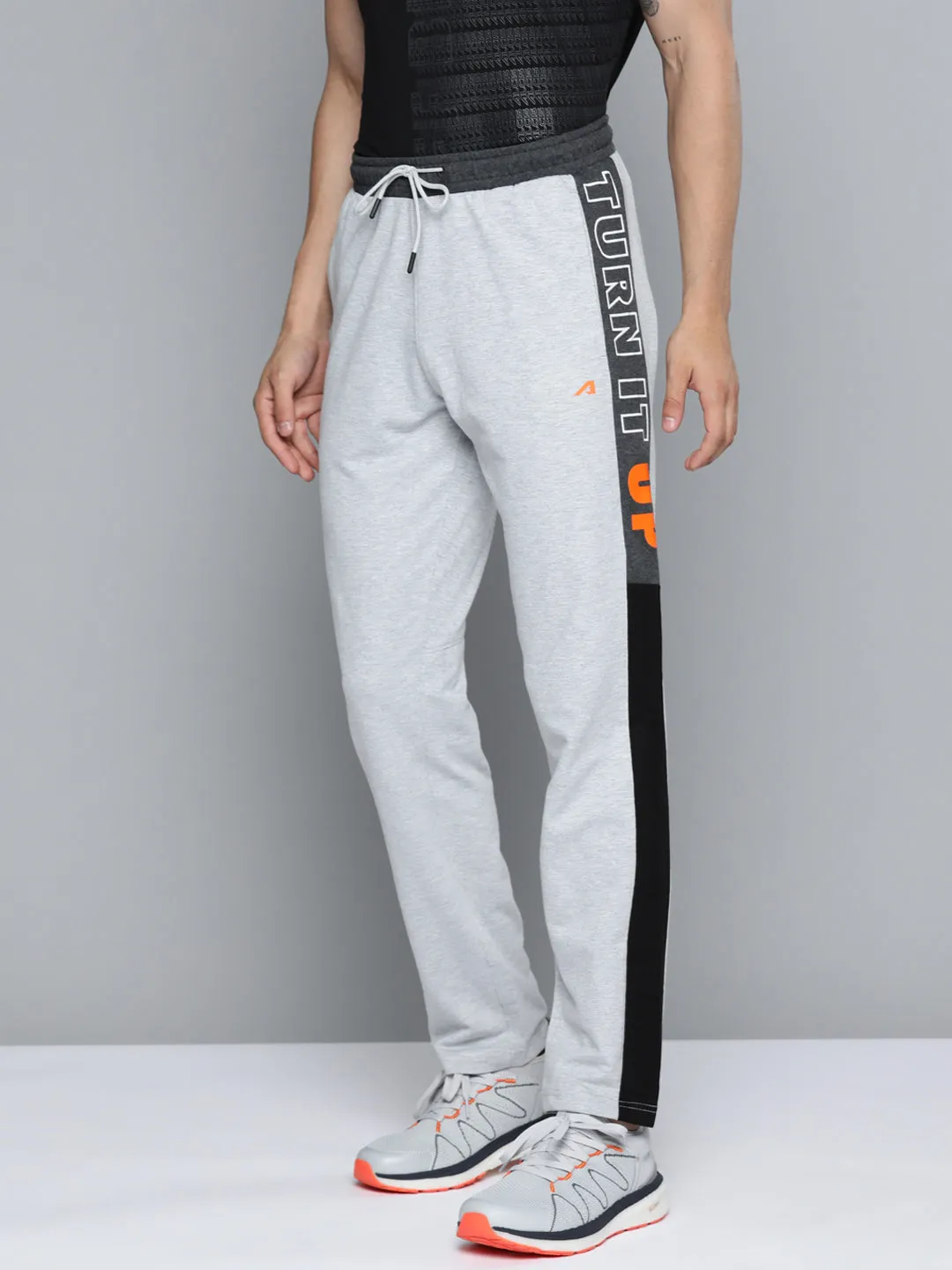 Alcis Men Grey Melange Printed Track Pants