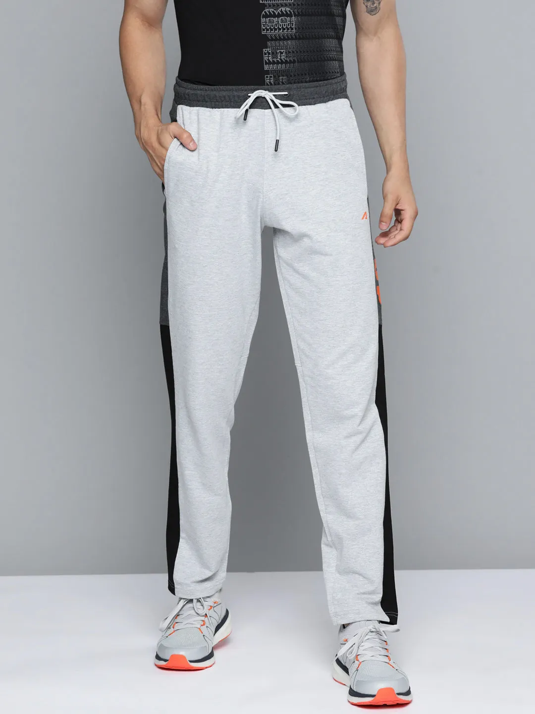 Alcis Men Grey Melange Printed Track Pants