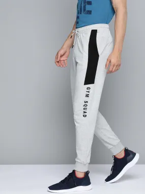 Alcis Men Grey Melange Typography Printed Track Pants