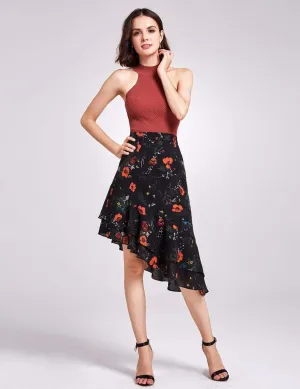 Alisa Pan Floral Print High Waisted Skirt