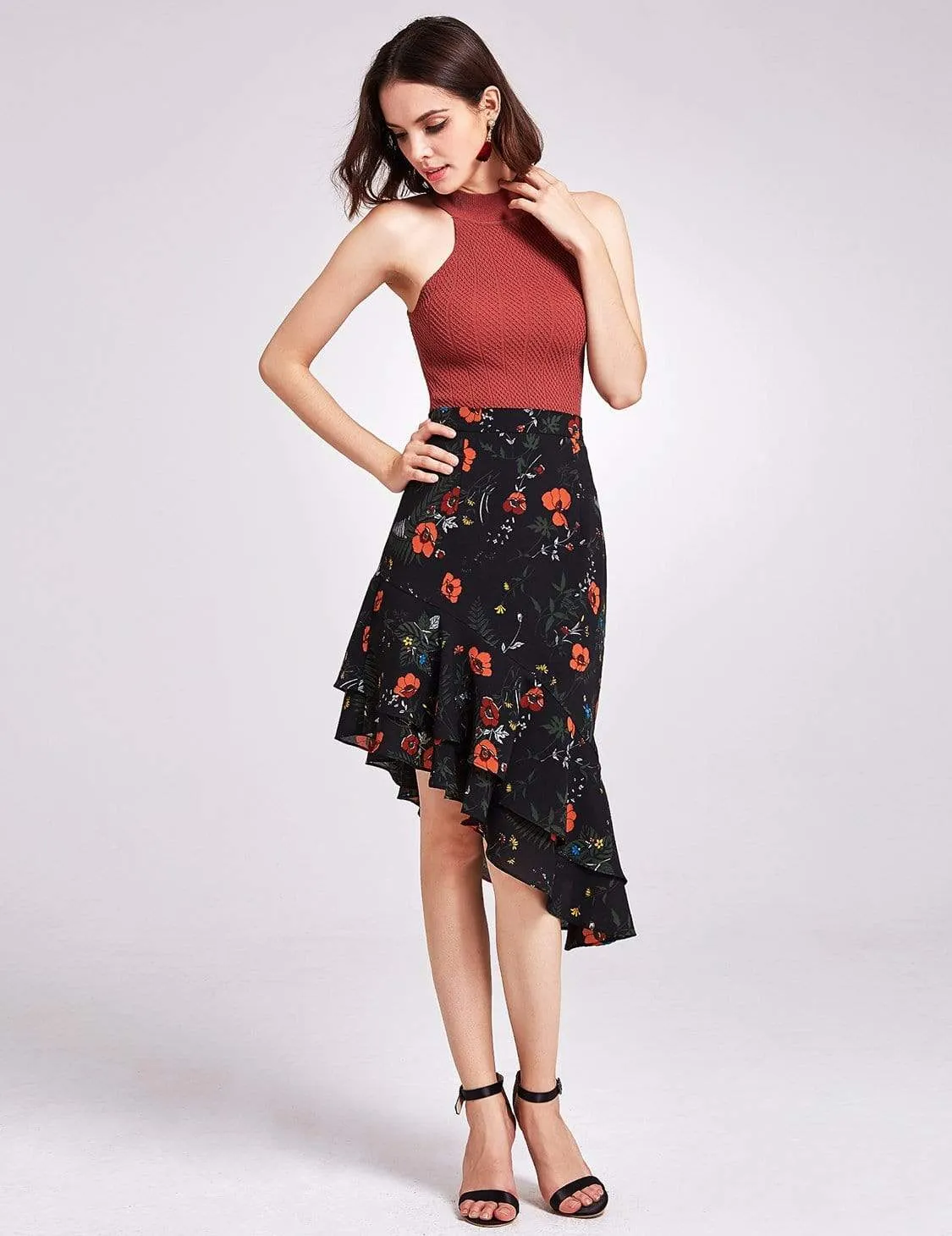 Alisa Pan Floral Print High Waisted Skirt