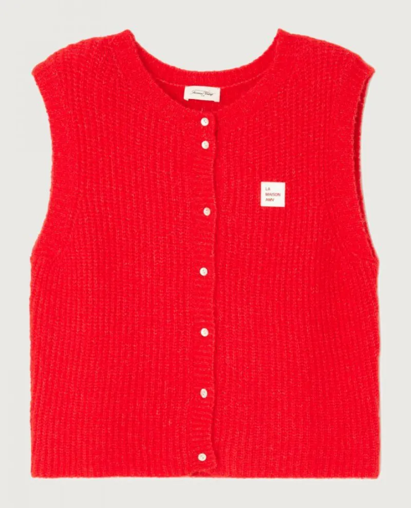 American Vintage East Chilli Pepper Sleeveless Cardigan Gilet