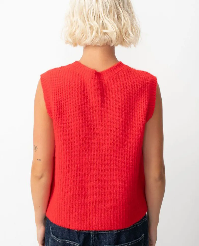 American Vintage East Chilli Pepper Sleeveless Cardigan Gilet