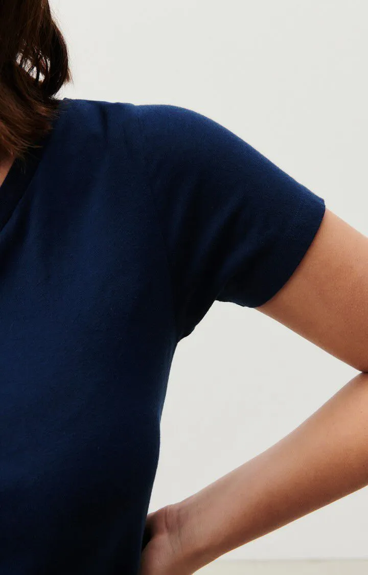 American Vintage V Neck Gamipy Tee in Navy