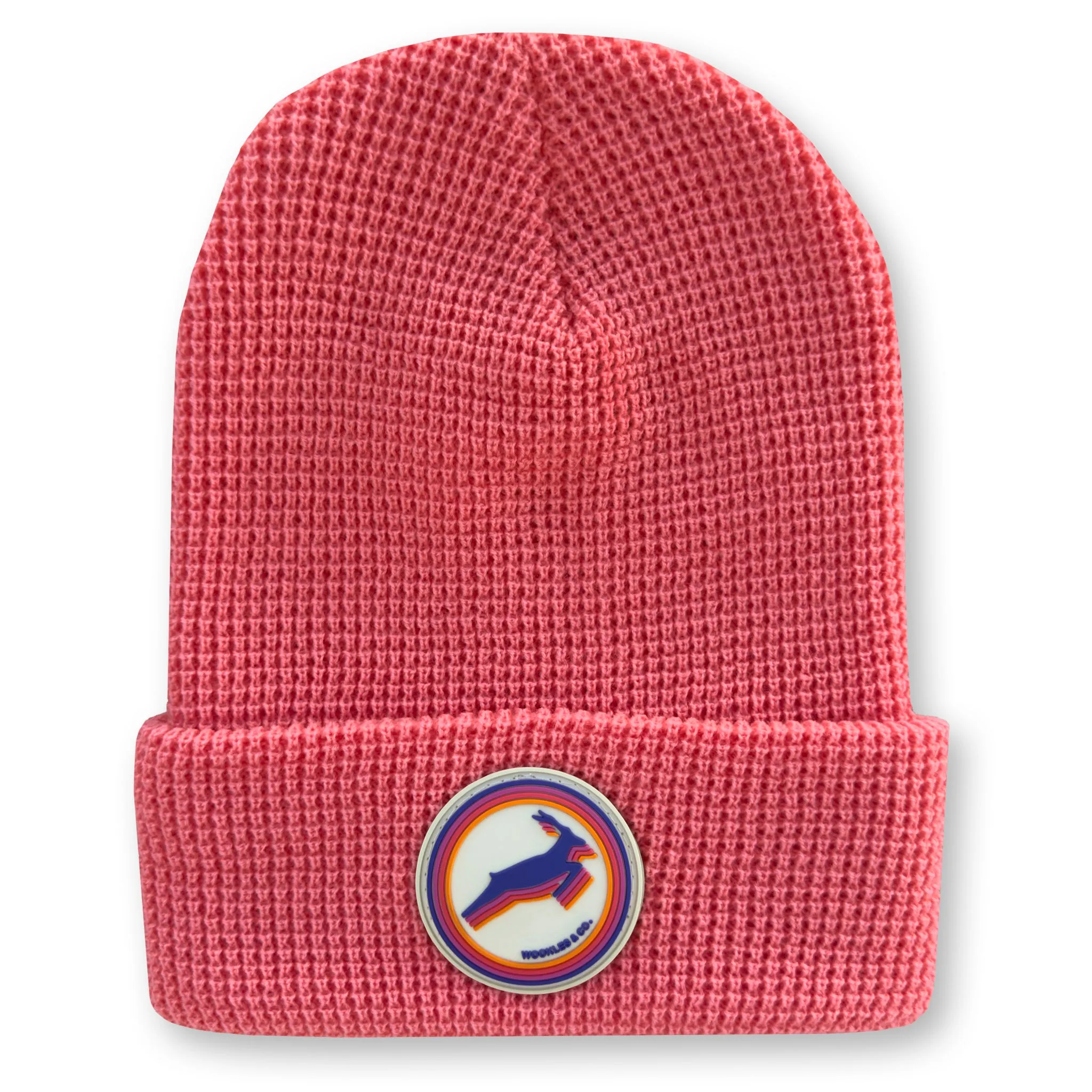 Antelope Waffle Knit Beanie in Coral