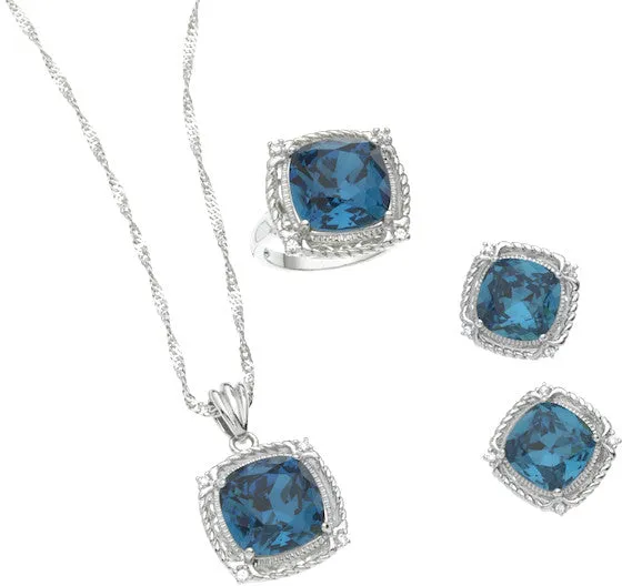 aquamarine 3 pc. cz set / size 10 Case of 2