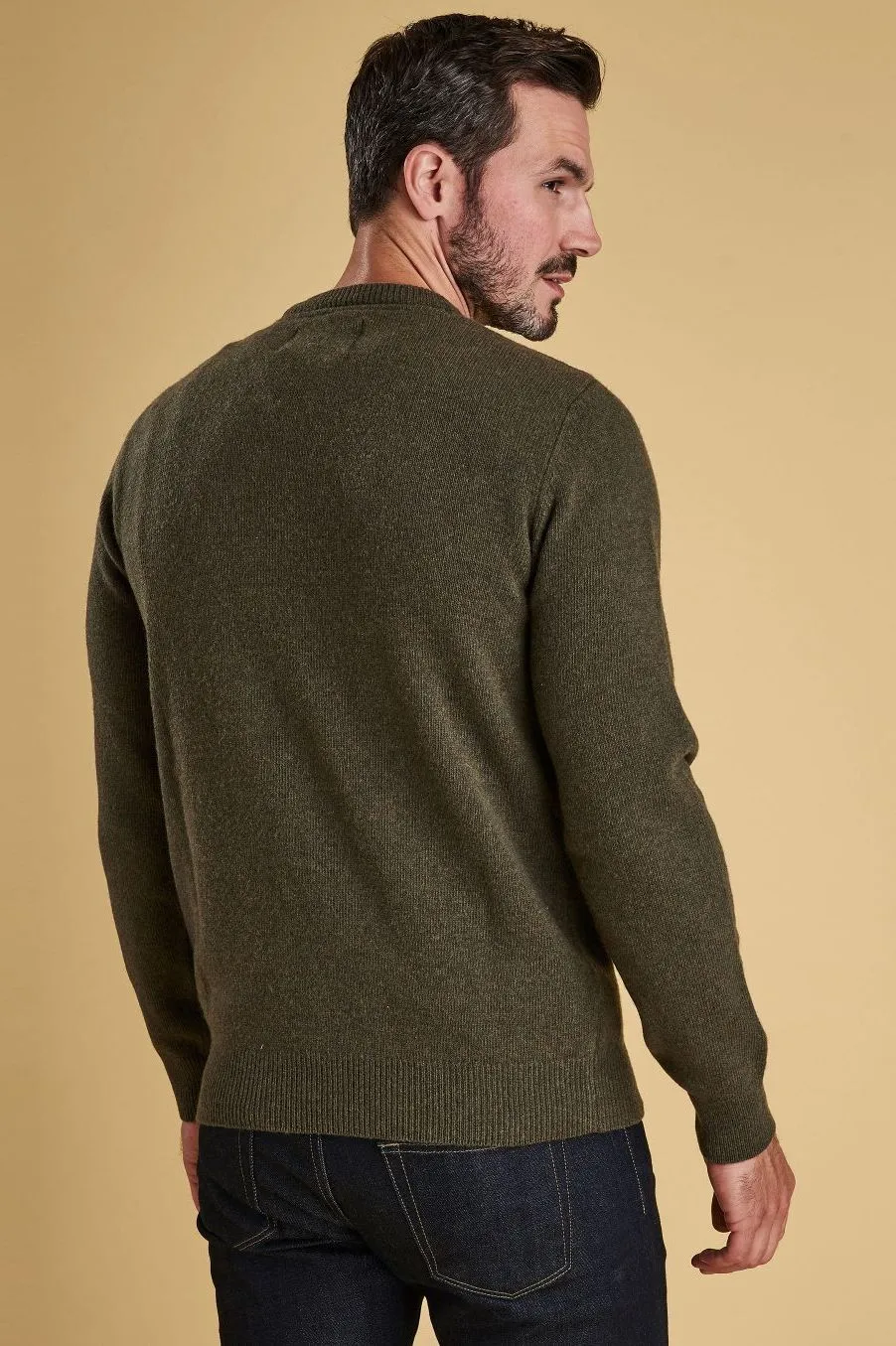 Barbour Sweater - Nelson Essential -Crew Neck-Seaweed Olive- MKN0760GN73