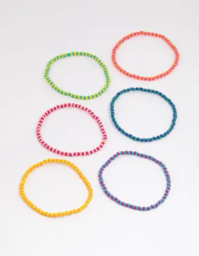 Beaded Multi Coloured Stretch Bracelet Pack