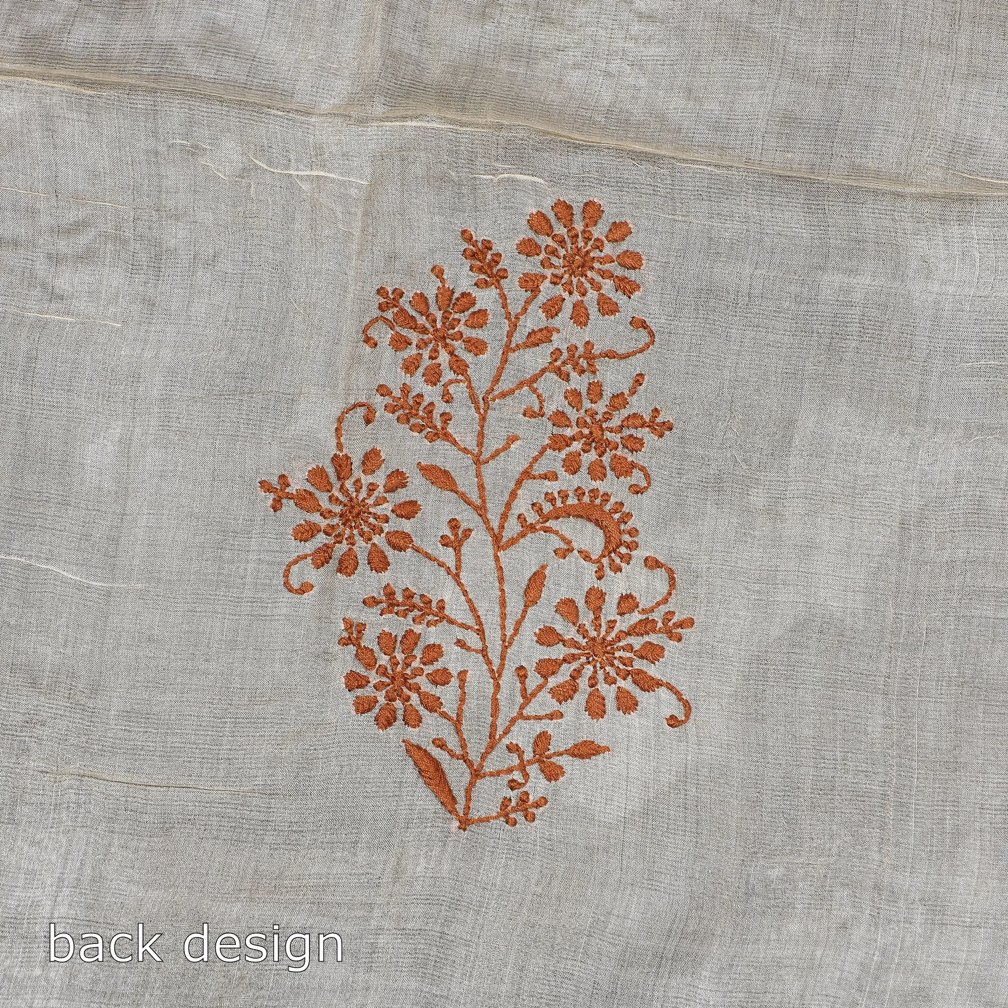 Beige - Lucknow Chikankari Hand Embroidery Tussar Silk Handloom Kurta Material - 2.8 Meter