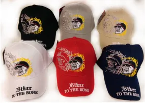 biker to the bone skull adjustable baseball hat Case of 24