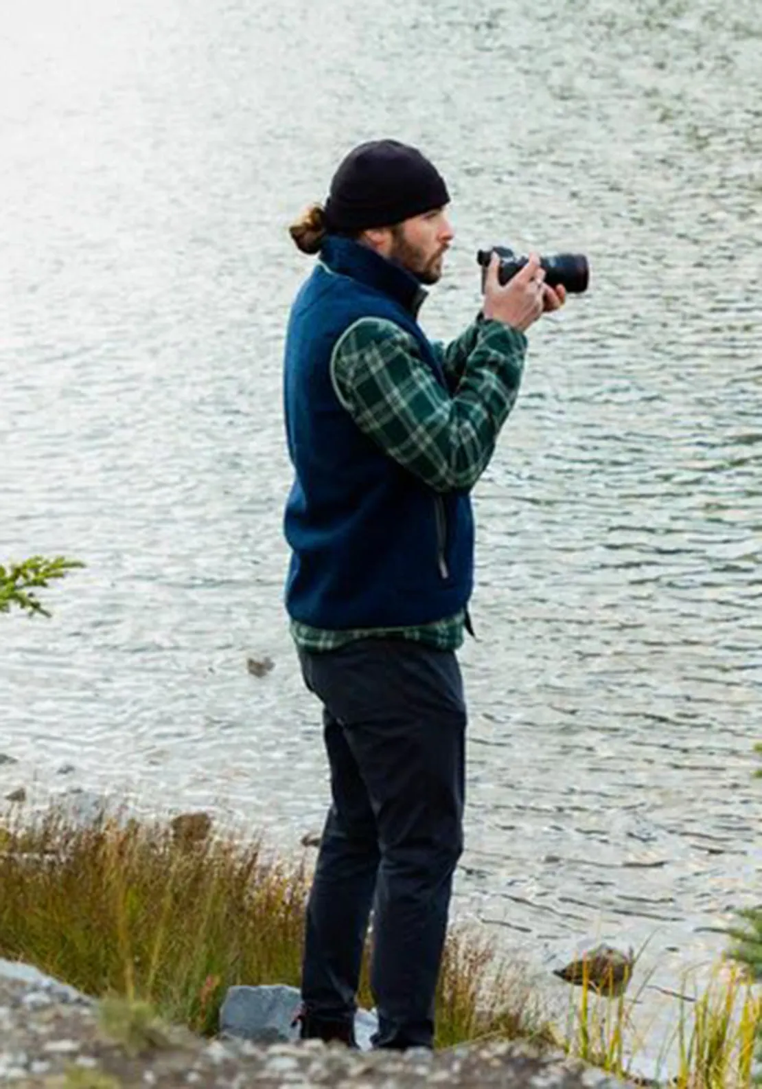 Bleubird Sherpa Fleece Gilet, Navy & Green