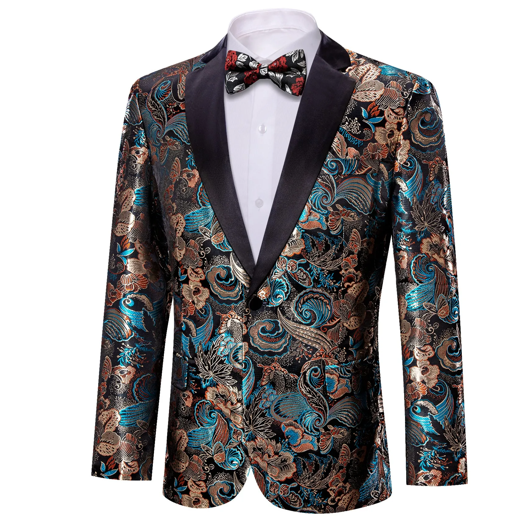 Blue Red Beige Color Floral Men's Suit