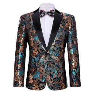 Blue Red Beige Color Floral Men's Suit