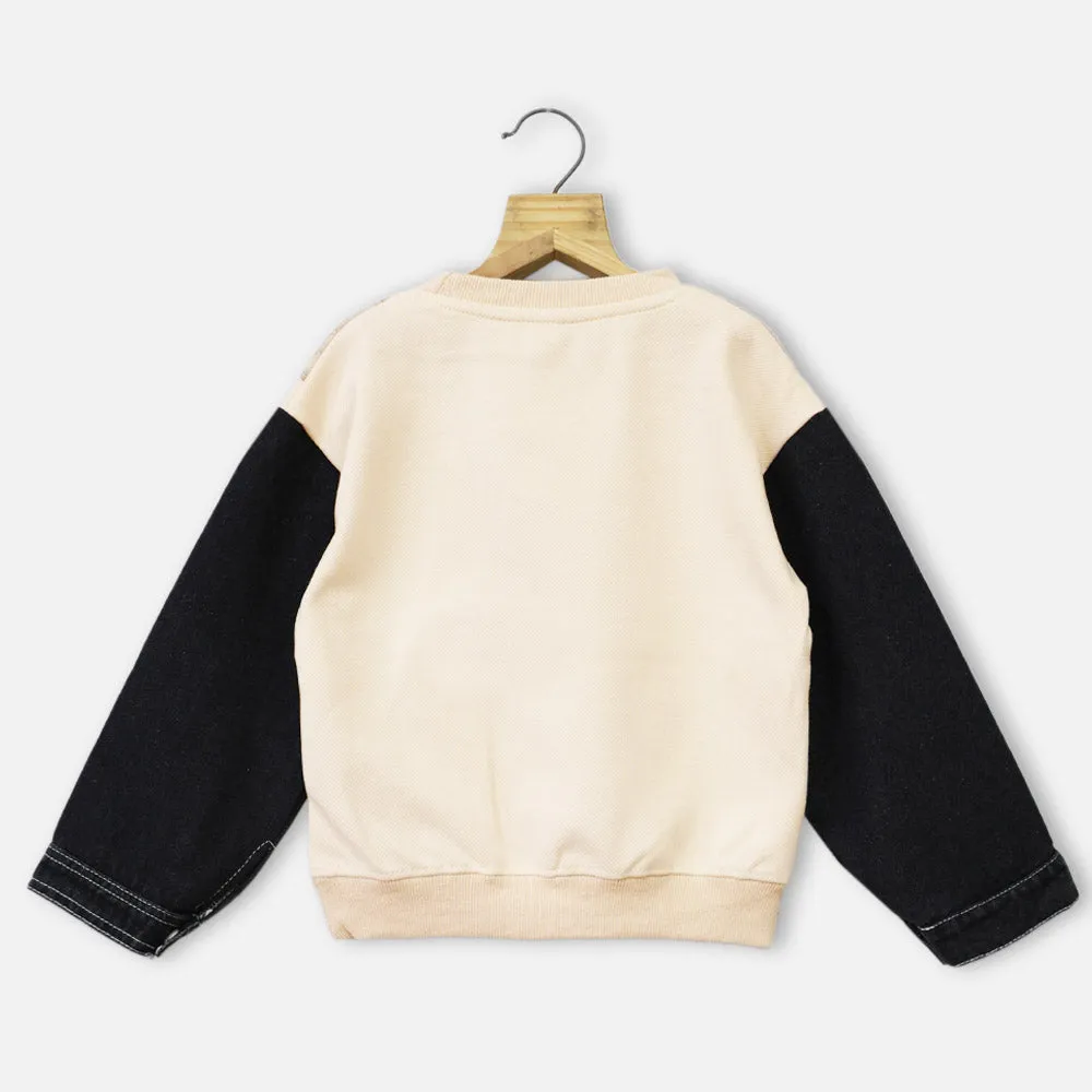 Bown & Beige Denim Sleeves Sweatshirt