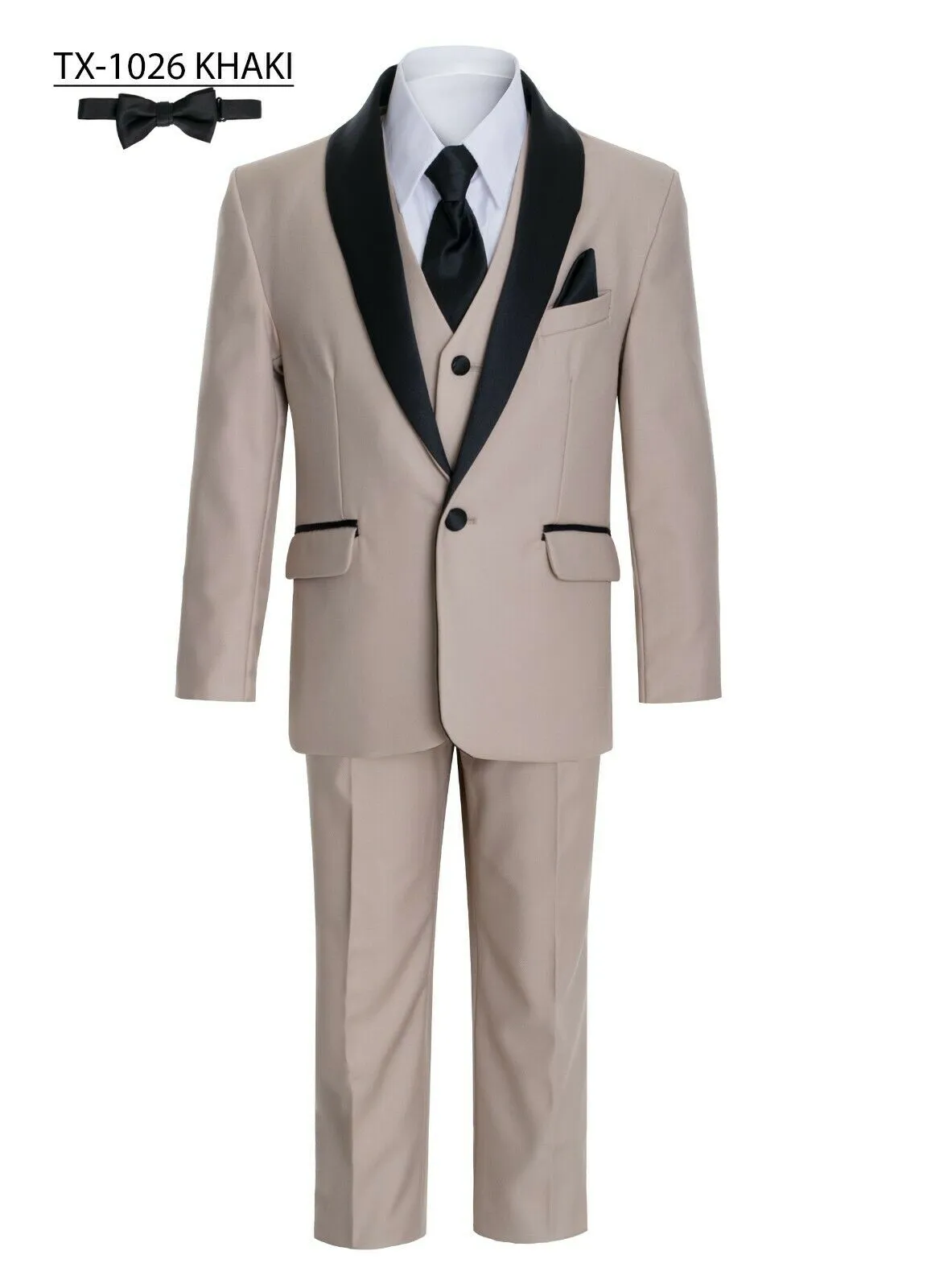 Boys Khaki Beige Shawl Tuxedo Suit