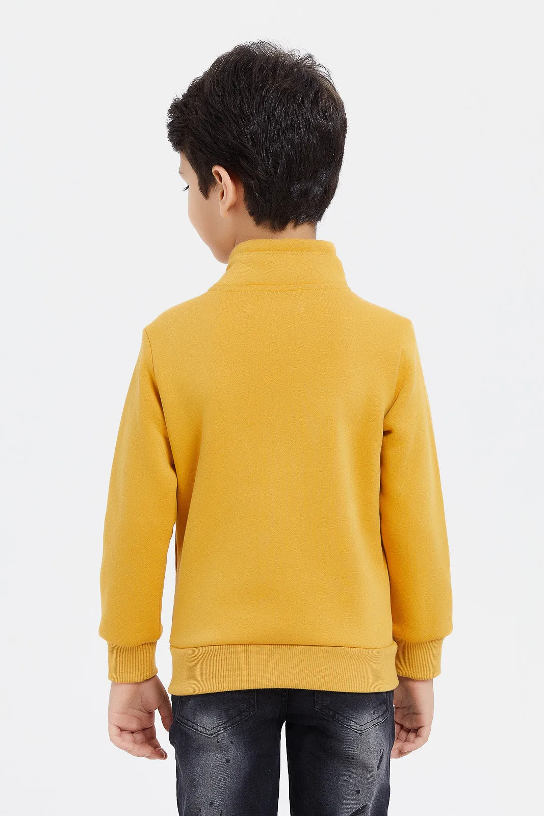 Boys Mustard Printed Sweatshirt