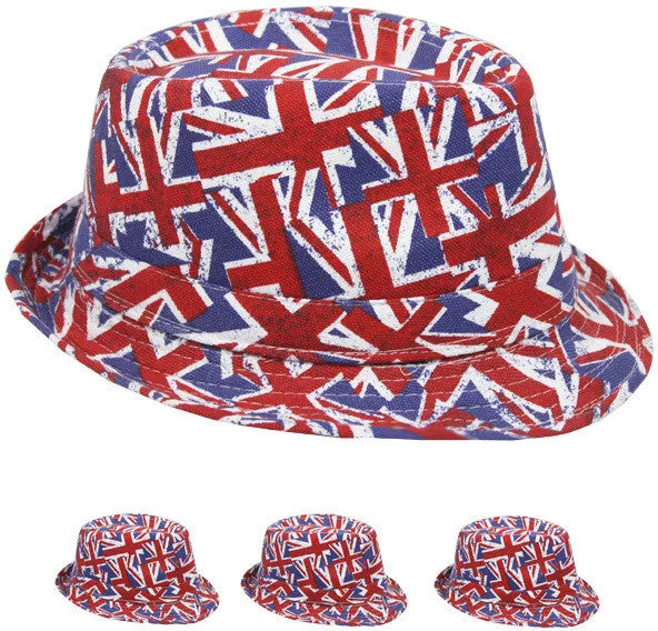 british flag fedora hat Case of 72