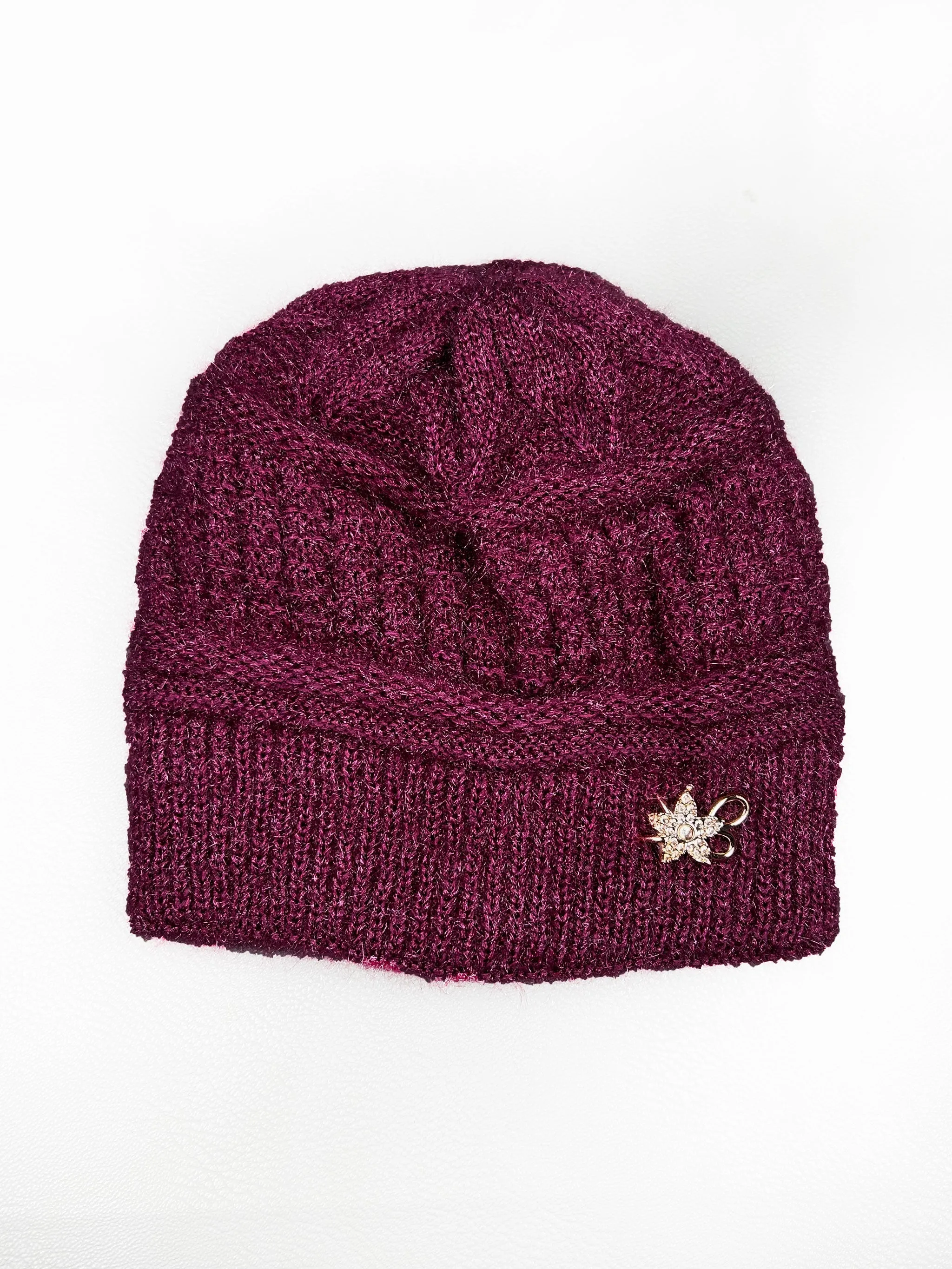 Burgundy Beanie Winter Cap For Women's/Girls WWC13