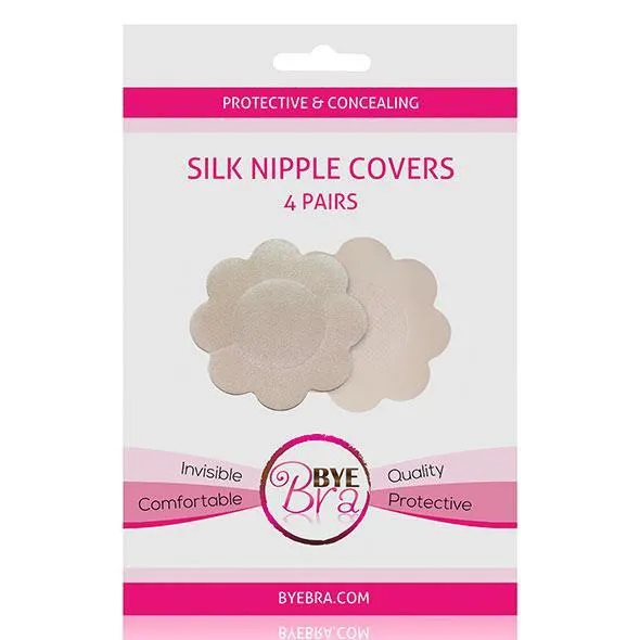 Bye Bra - Protective and Concealing Silk Nipple Covers Pasties 4 Pairs (Nude)