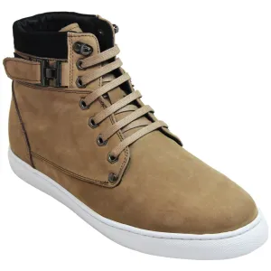 CALTO - T53121 - 2.6 Inches Taller (Nubuck Tan) - High top sneak-boot