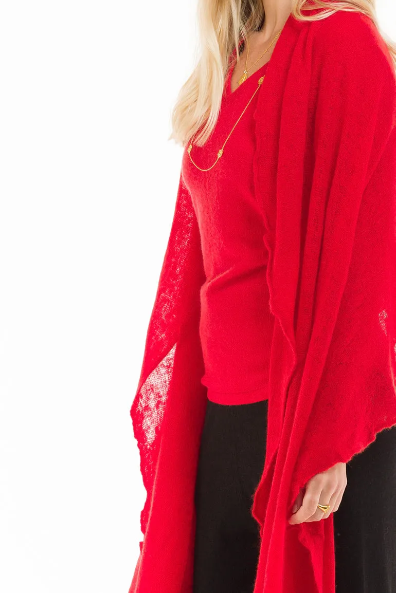 CASHMERE V-NECK TOP RED