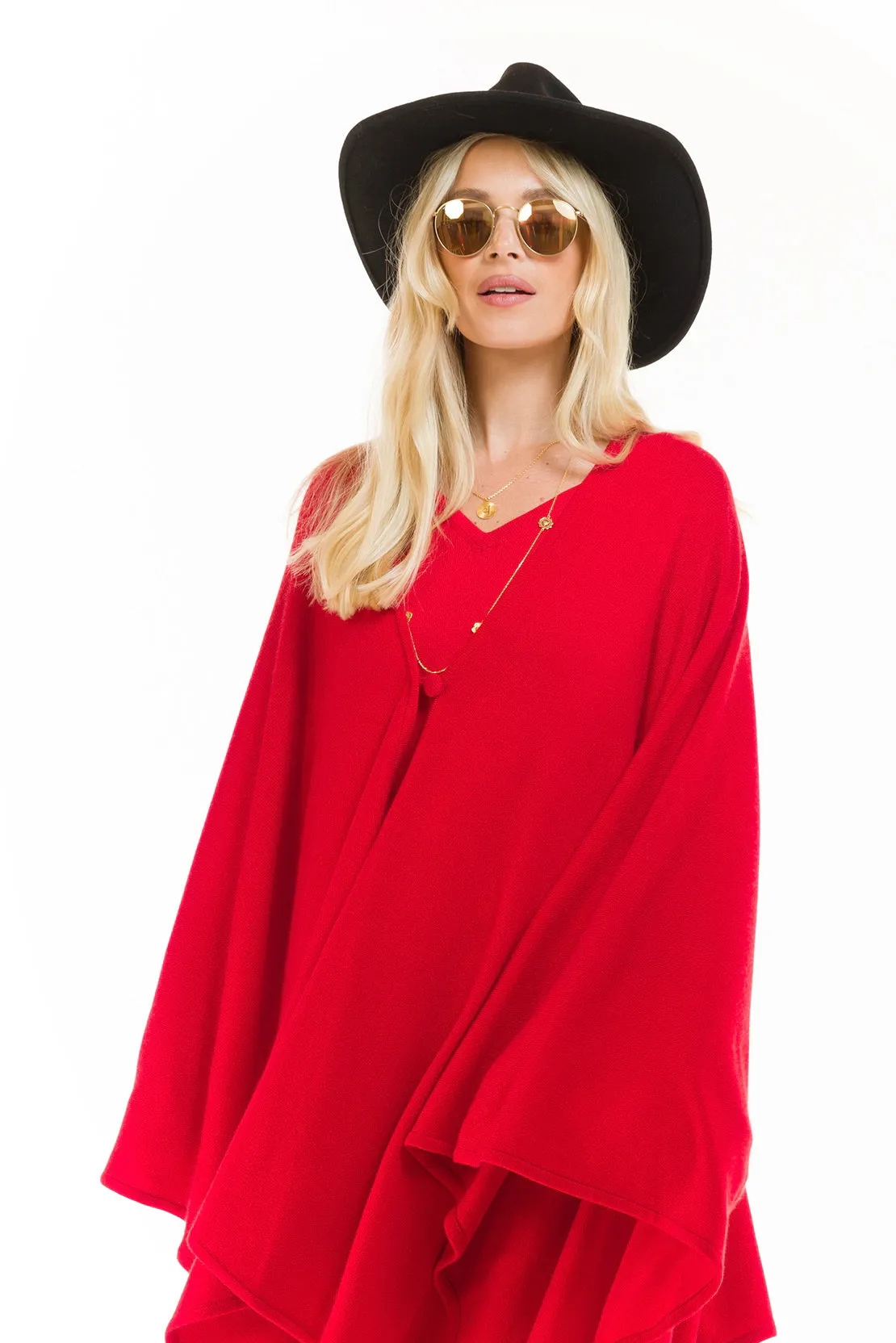 CASHMERE V-NECK TOP RED