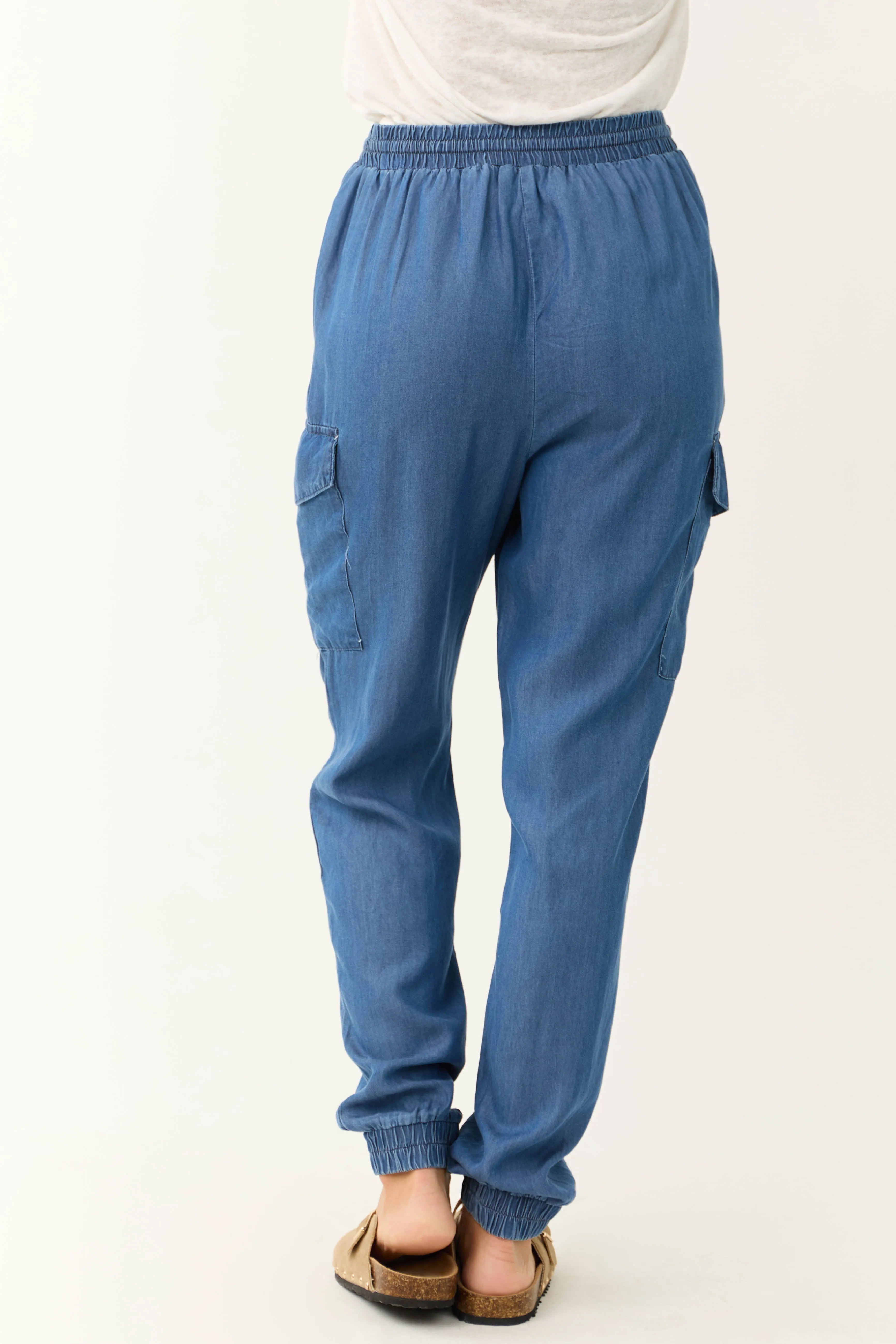 Cobalt Smocked Drawstring Waistband Joggers