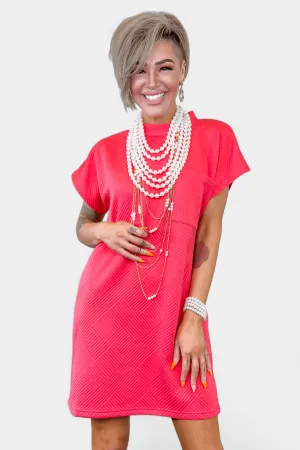 Coral Textured T-Shirt Dress