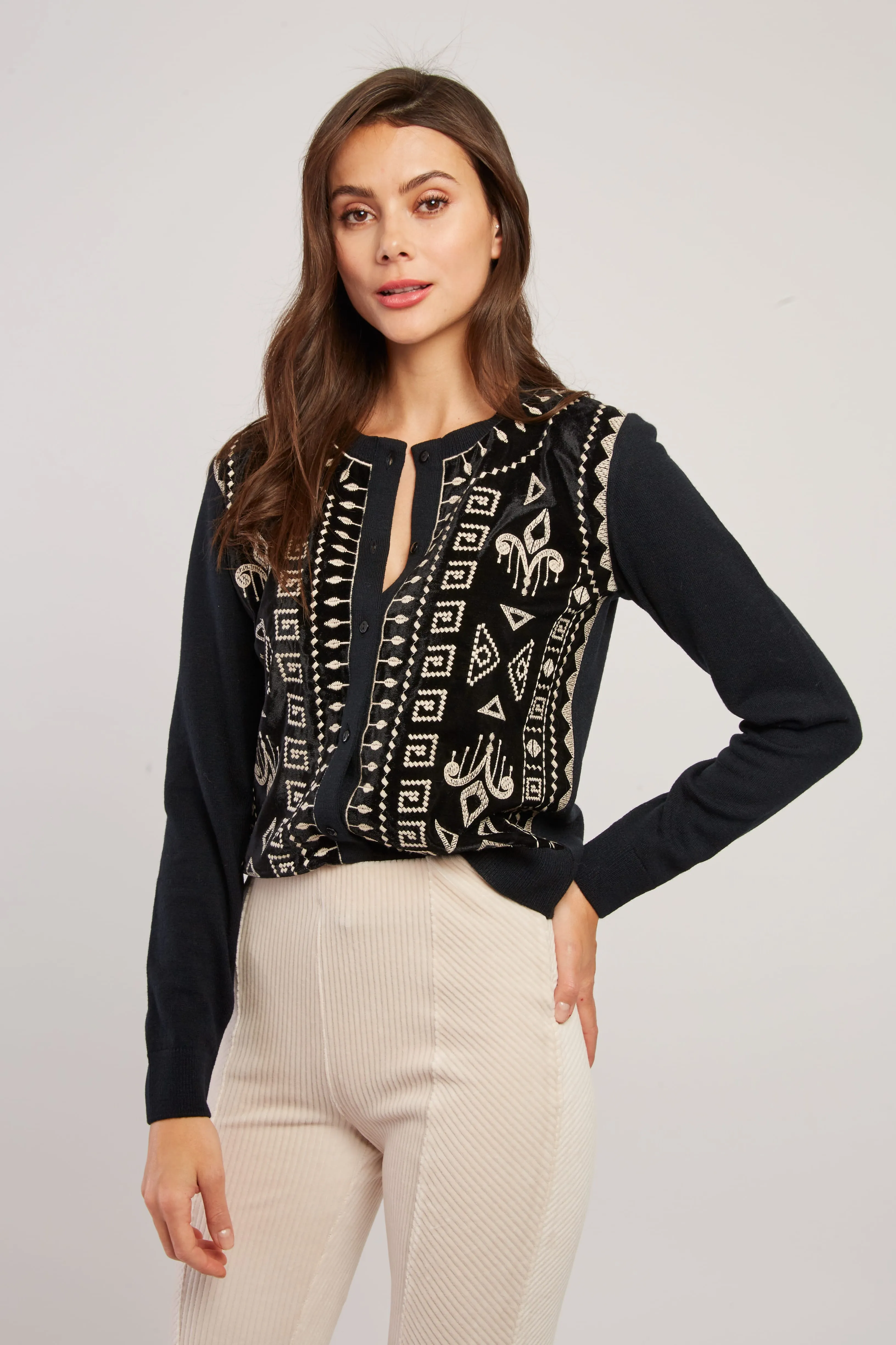 Delia  Embroidered Cardigan