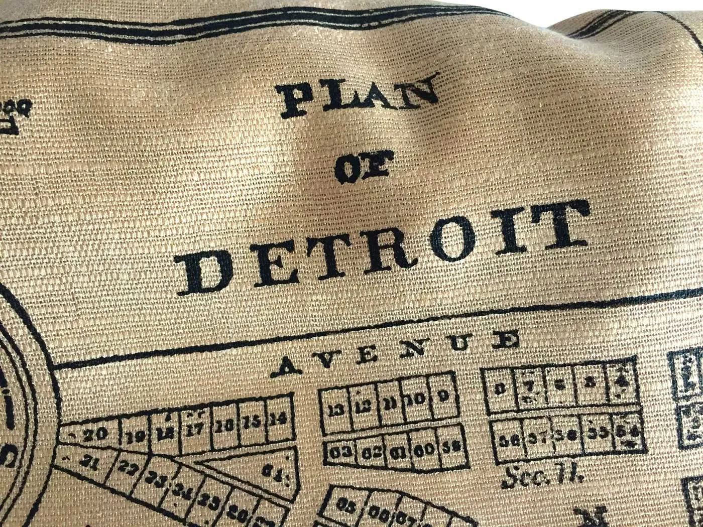 Detroit Map Printed Linen Weave Pashmina Scarf, 1831 City Plan