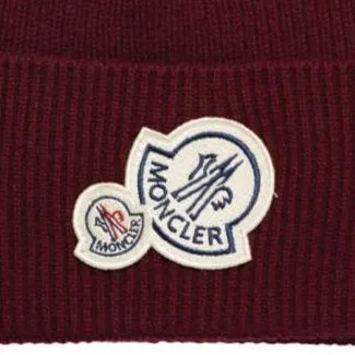 Double Logo Beanie Hat Maroon