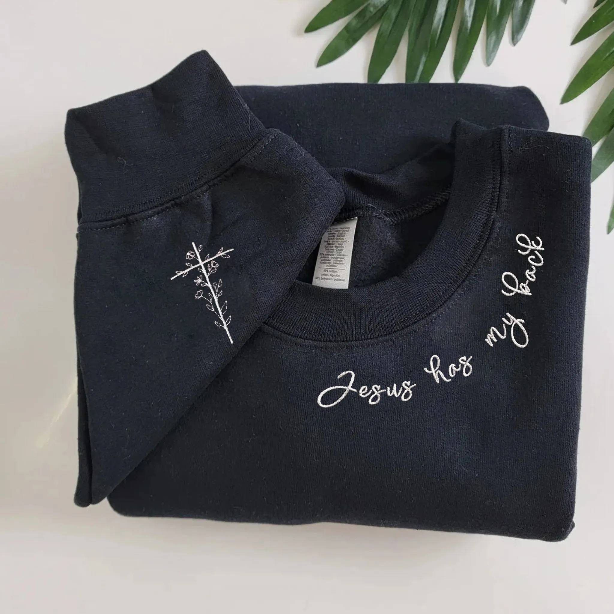 Embroidered Jesus Has My Back Sweatshirt or Hoodie