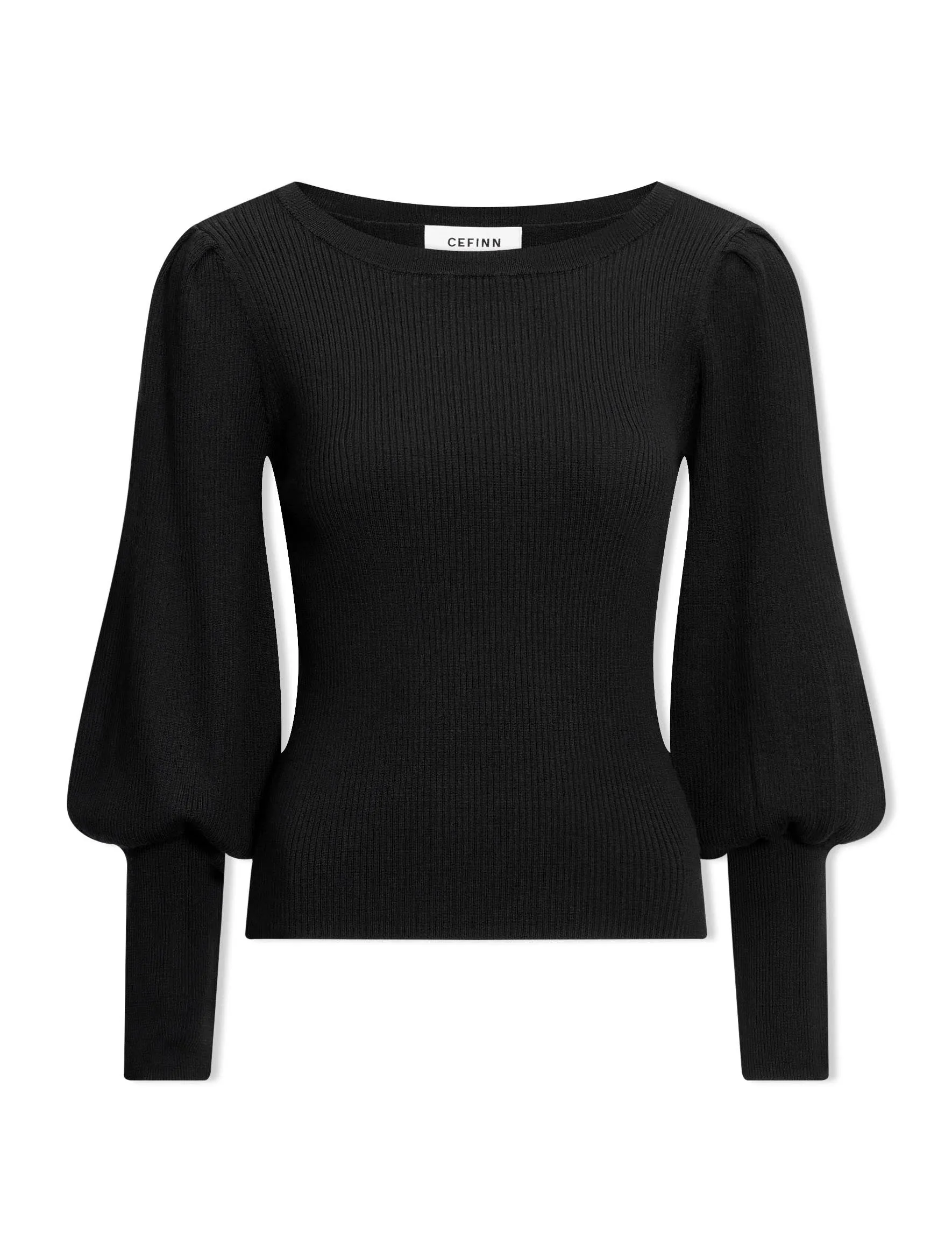 Eva Wool Boat Neck Jumper - Black