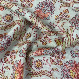 Exclusive Linen Organza Light Green Floral Prints Fabric