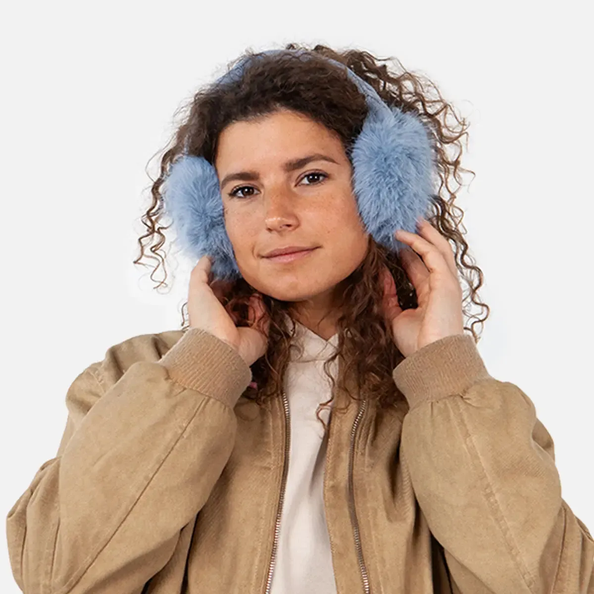 Faux Fur Earmuffs - Light Blue