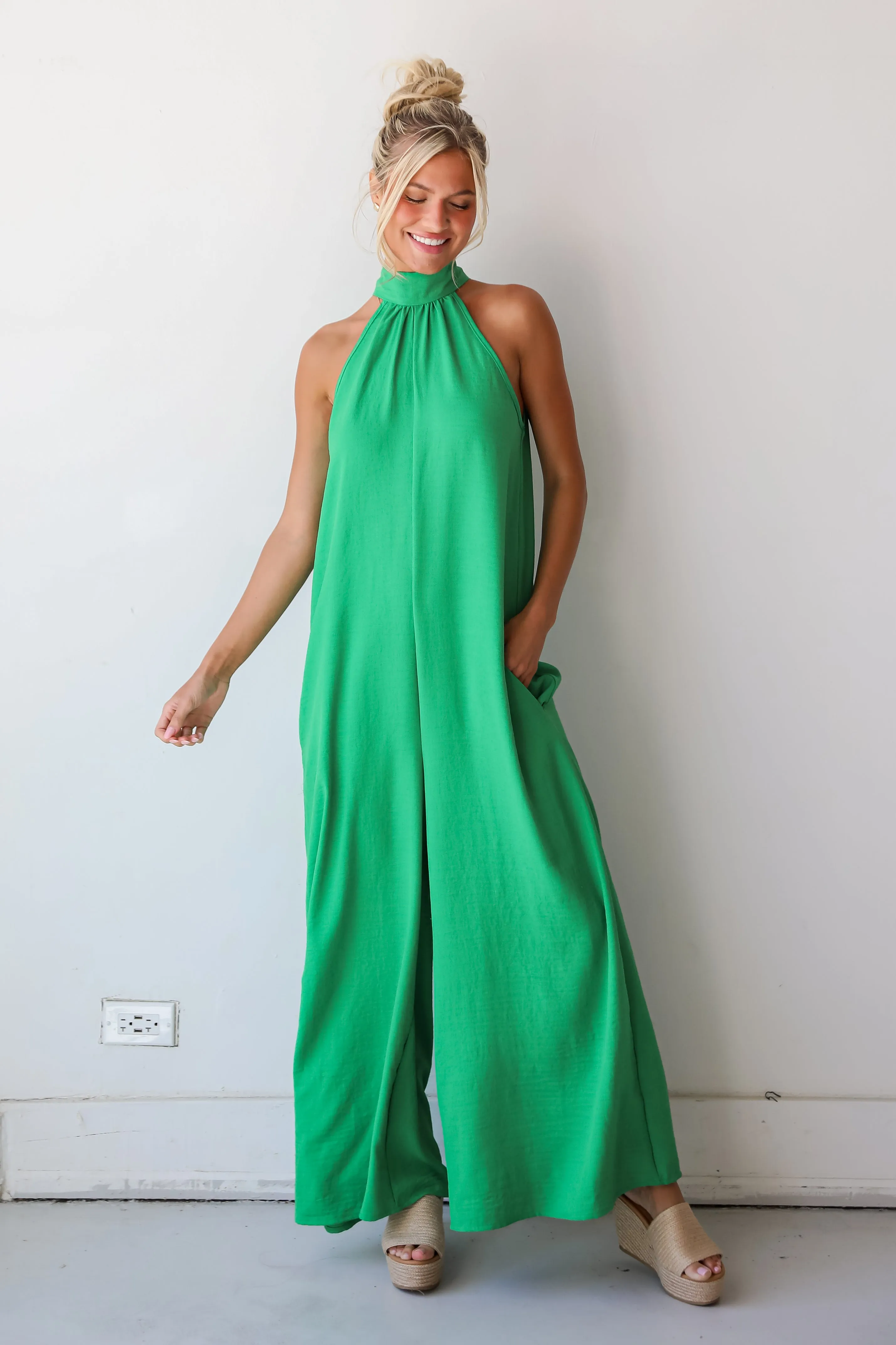 FINAL SALE - Enticing Behavior Green Jumpsuit