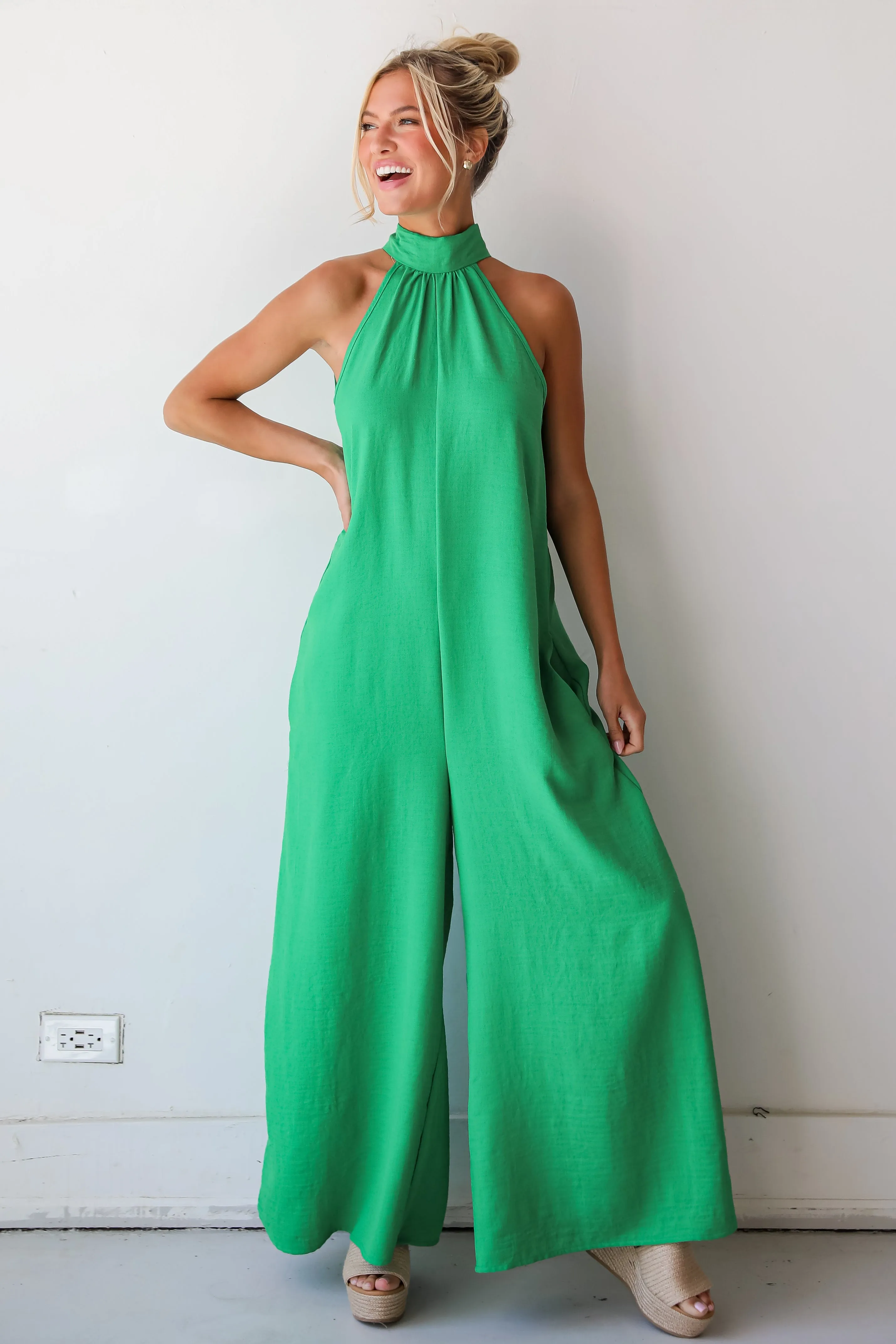 FINAL SALE - Enticing Behavior Green Jumpsuit