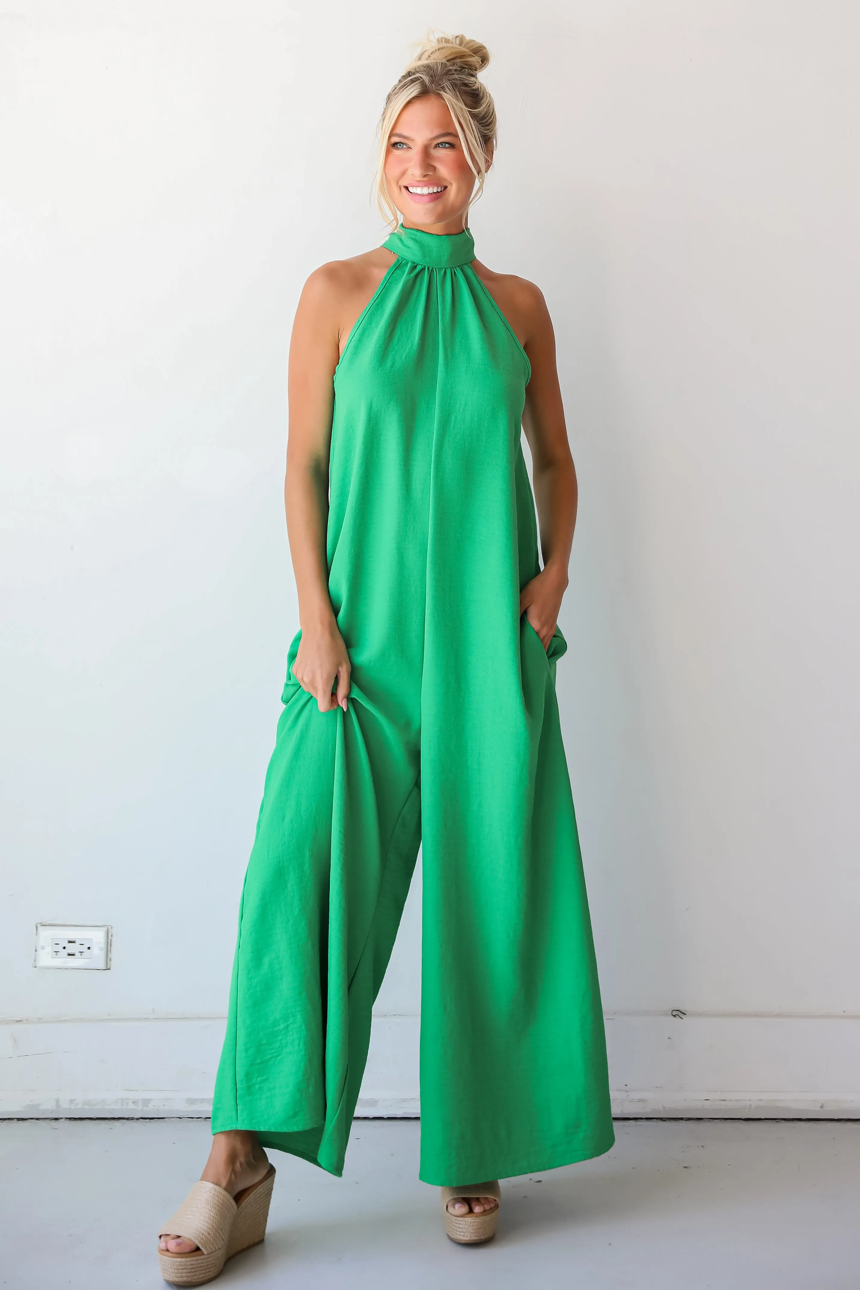 FINAL SALE - Enticing Behavior Green Jumpsuit