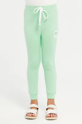 Girls Teal NYC Print Active Pants