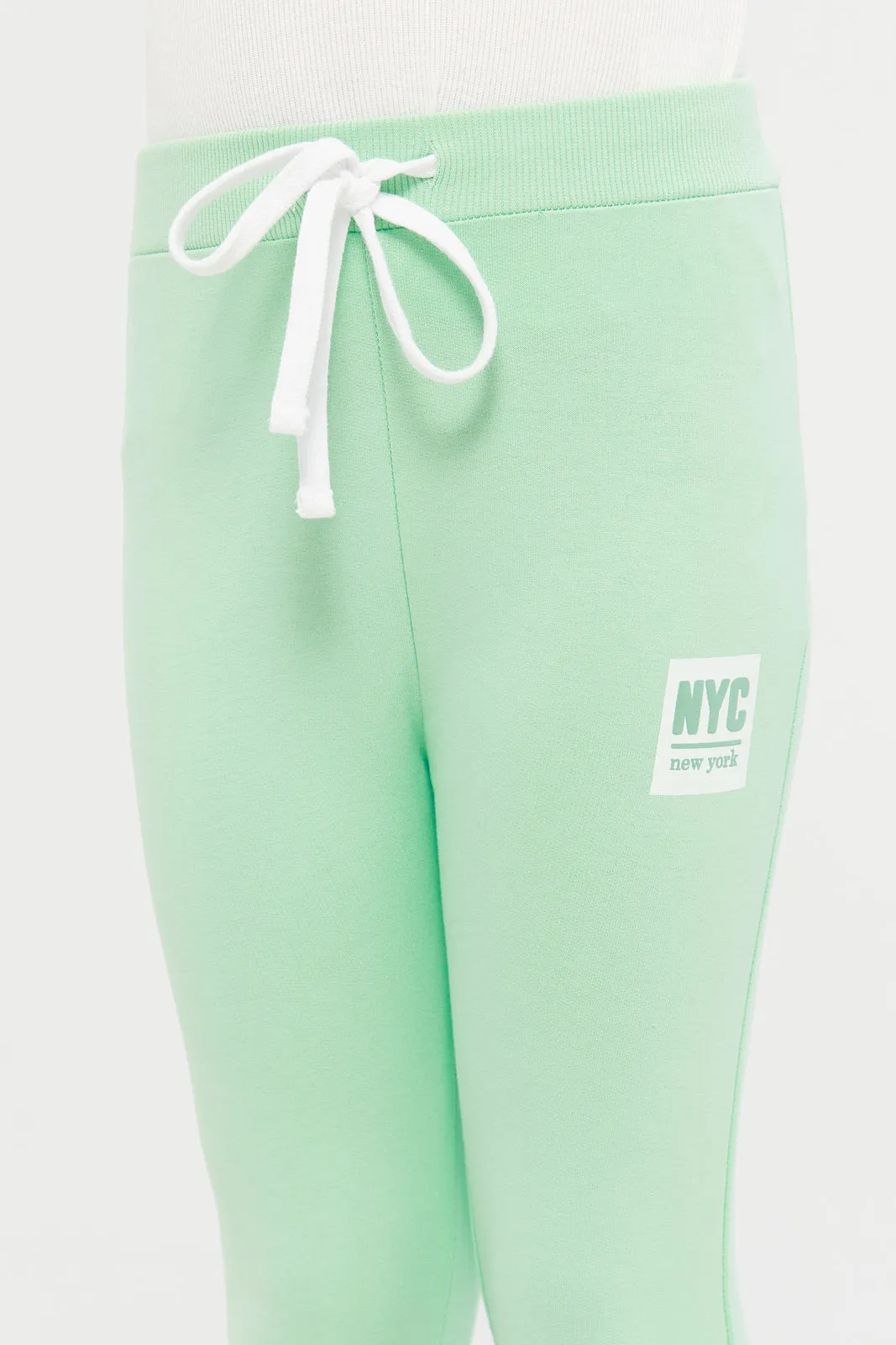 Girls Teal NYC Print Active Pants