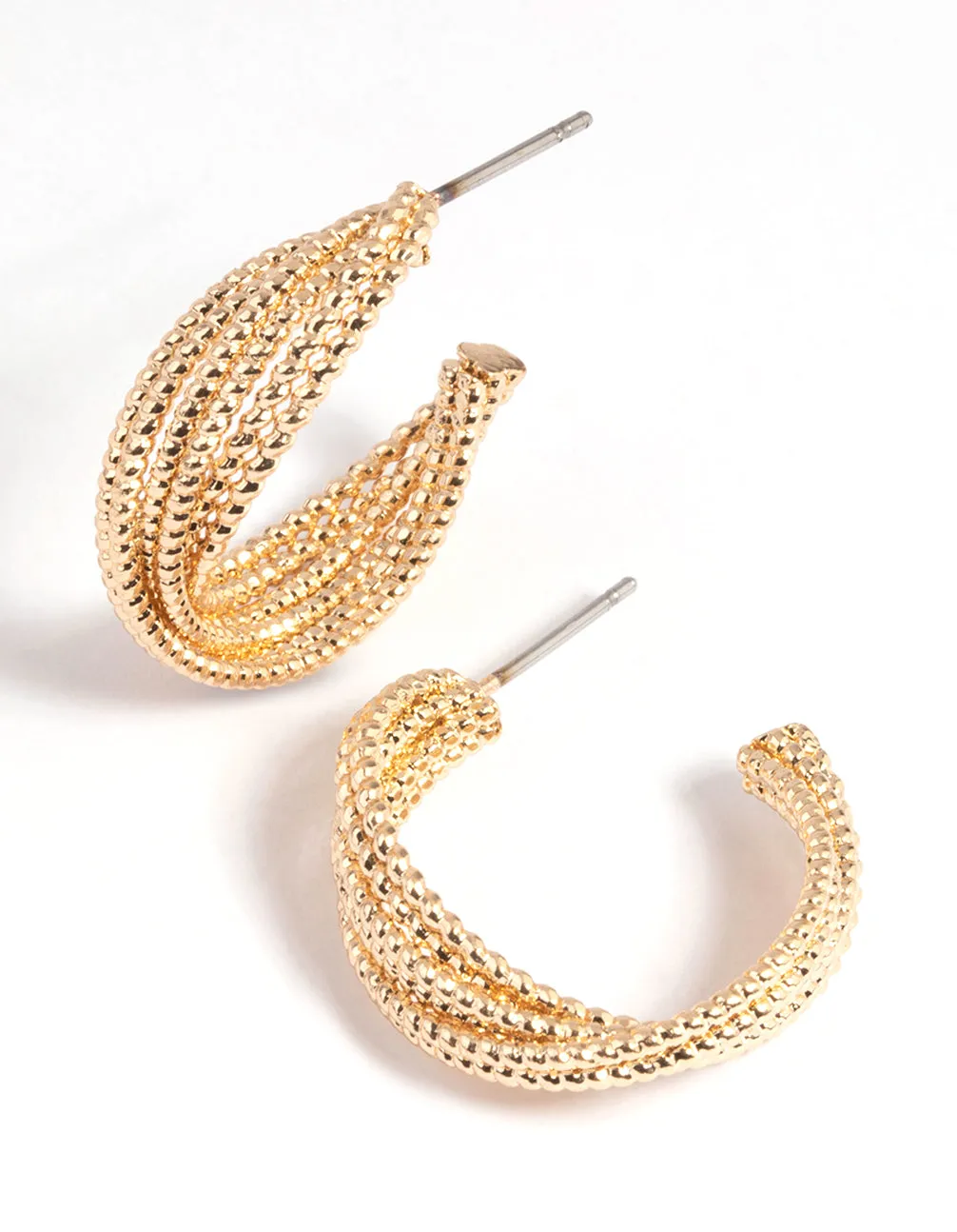 Gold Criss Cross Hoop Earrings