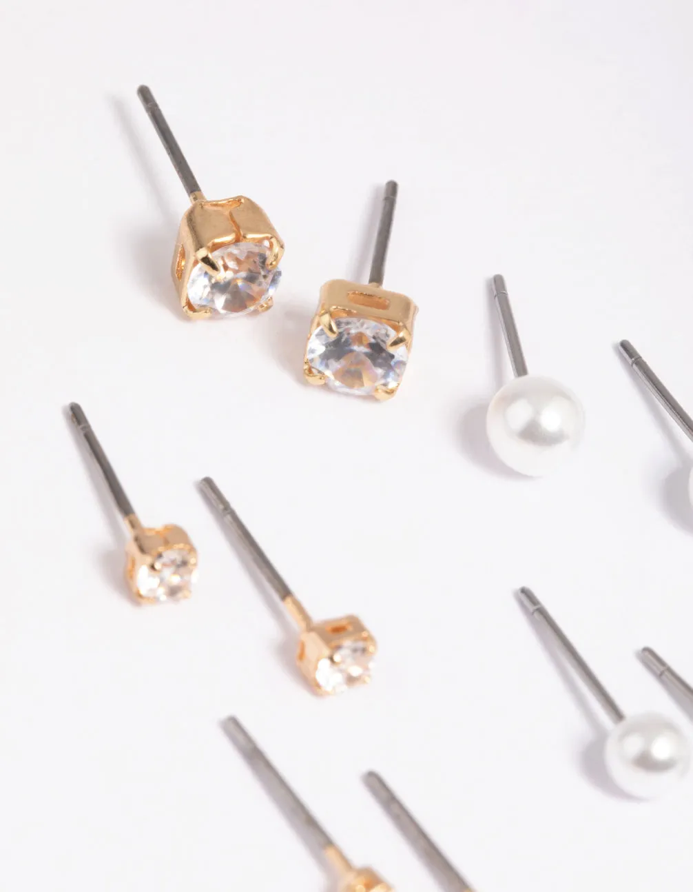 Gold Diamante Stud Earring 5-Pack