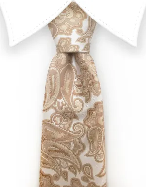 Golden Beige Paisley Necktie