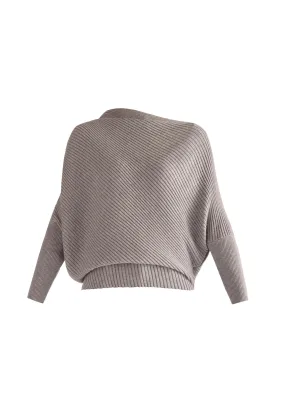 Grey Draped Knitted Jumper