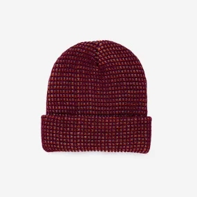 Grid Knit Beanie - Wine Red