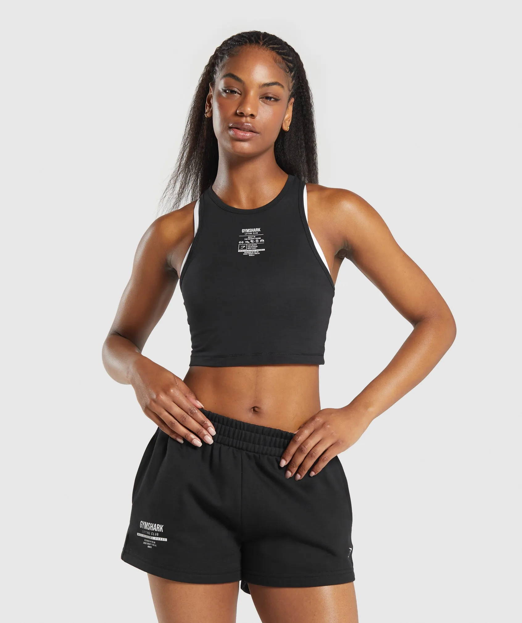 Gymshark Care Label Graphic Cropped Tank - Black