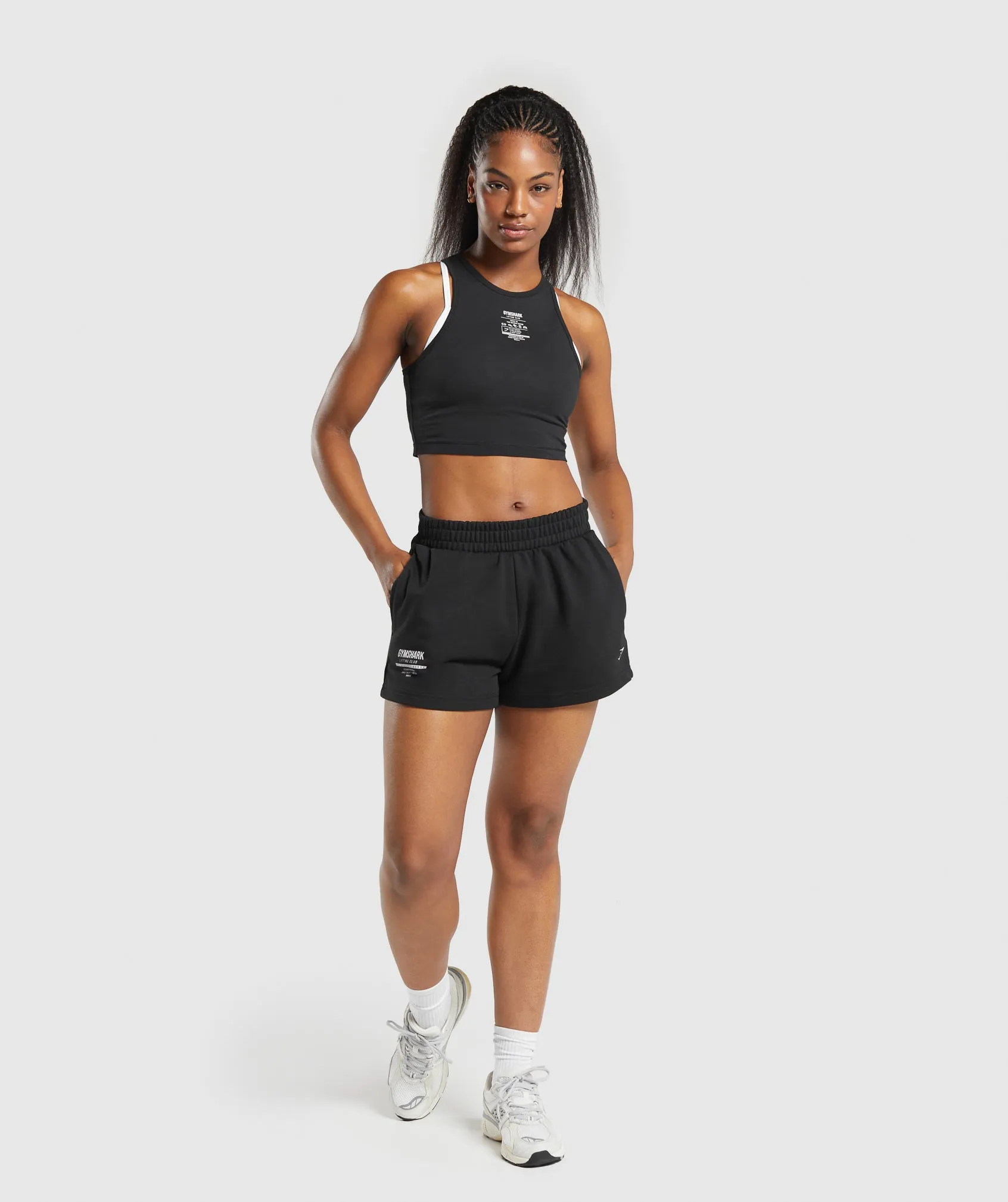 Gymshark Care Label Graphic Cropped Tank - Black