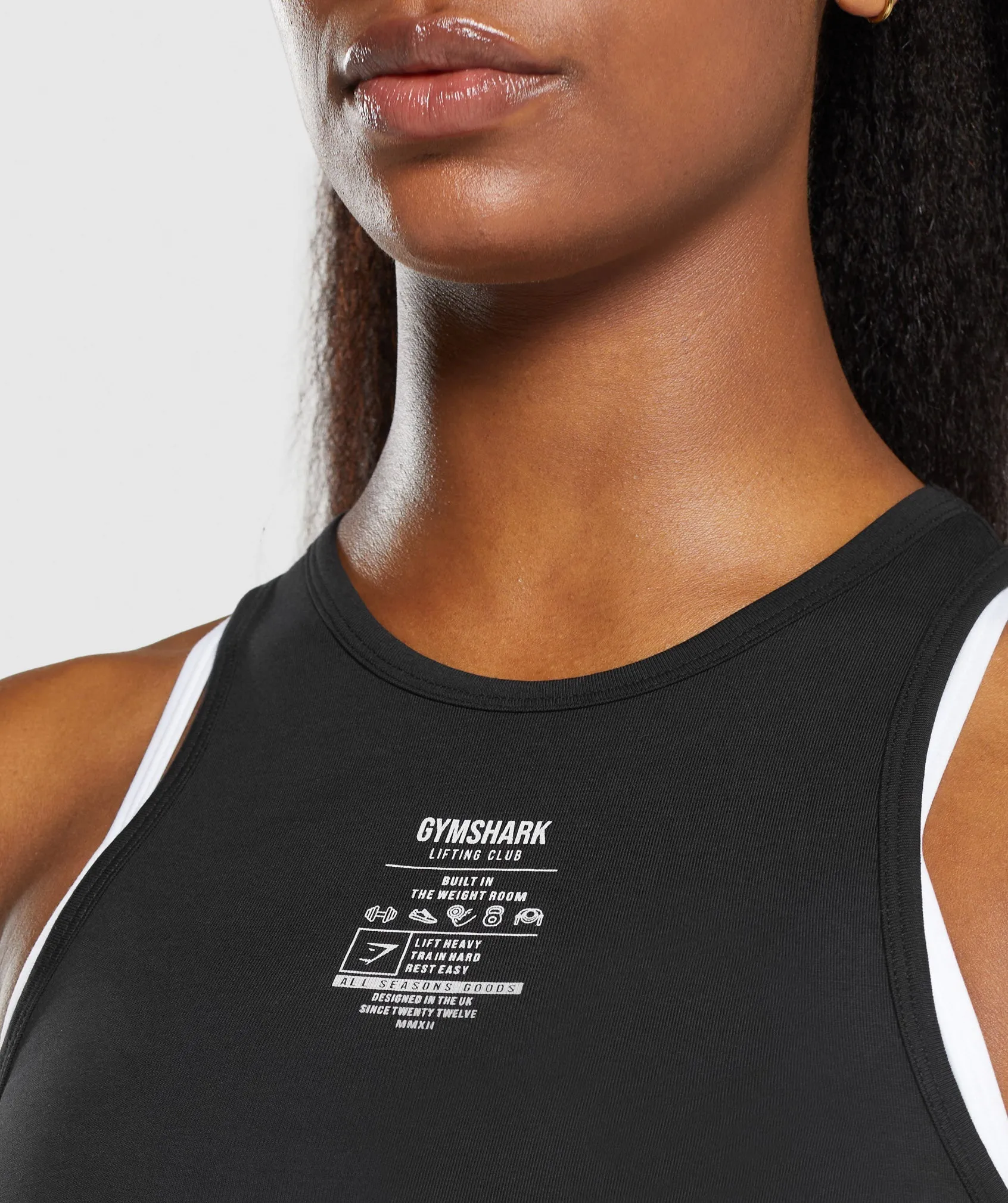 Gymshark Care Label Graphic Cropped Tank - Black